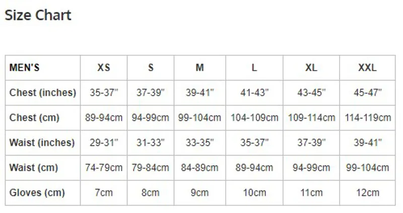 Men's Sizing Guide